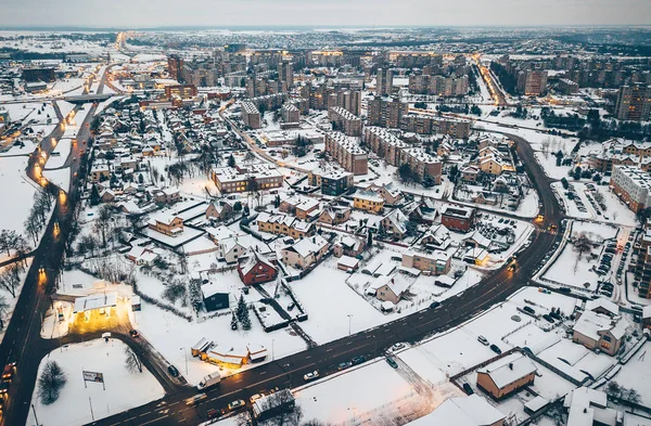 Город после сильного снега — стоковое фото