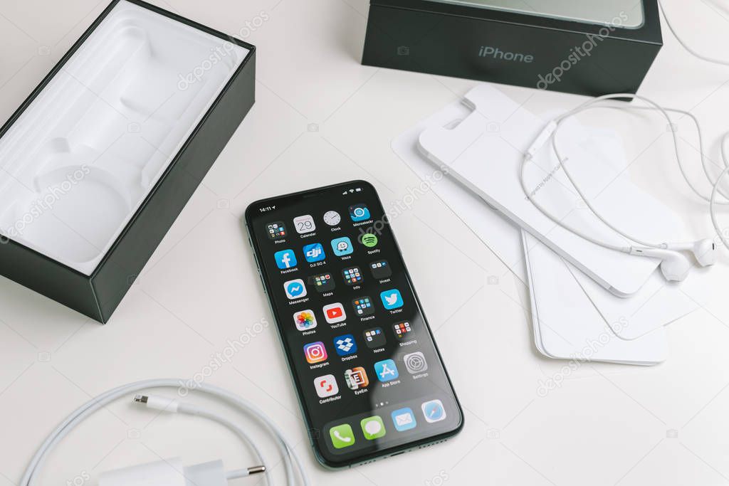 Kaunas Lithuania January 29 Unboxing A New Flagship Apple Iphone 11 Pro Max With Triple Lens Camera Larastock Kaunas Lithuania January 29 Unboxing A New Flagship Apple Iphone 11 Pro Max With Triple Lens Camera Larastock