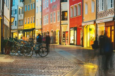 BRUNECK, ITALY - NOVEMBER 19, 2019: Bruneck old town in winter, night scene. It is the largest town in the Puster Valley in the Italian province of South Tyrol, Italy
