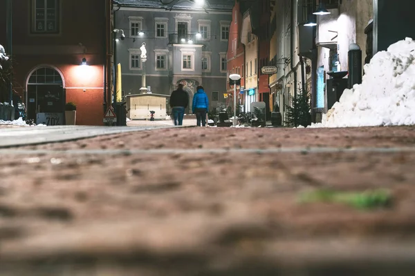 Брюнек Италия Ноября 2019 Года Брунек Зимой Ночная Сцена Самый — стоковое фото