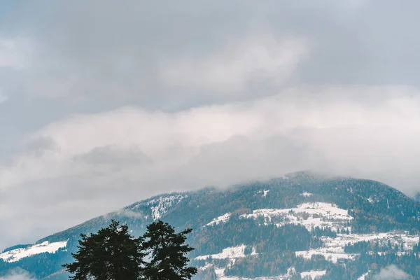 Drone Vista Aérea Bruneck Invierno Ciudad Más Grande Del Valle — Foto de Stock