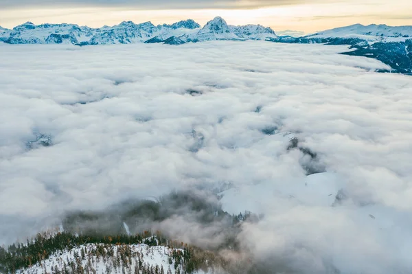 Talya Kronplatz Daki Karlı Dağların Insansız Hava Görüntüsü Güney Tyrol — Stok fotoğraf