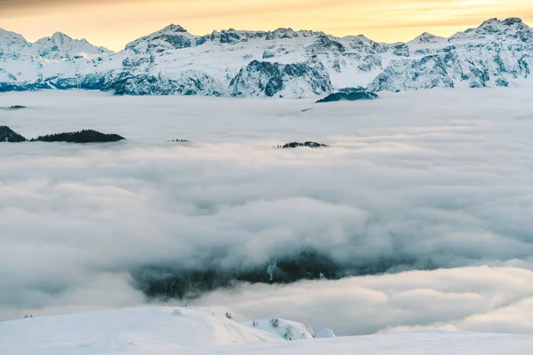 Karlı Dağlarda Altın Saat Kronplatz Talya Güney Tyrol Deniz Seviyesinden — Stok fotoğraf