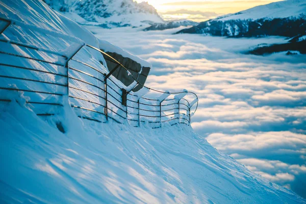 Karlı Dağlarda Altın Saat Kronplatz Talya Güney Tyrol Deniz Seviyesinden — Stok fotoğraf