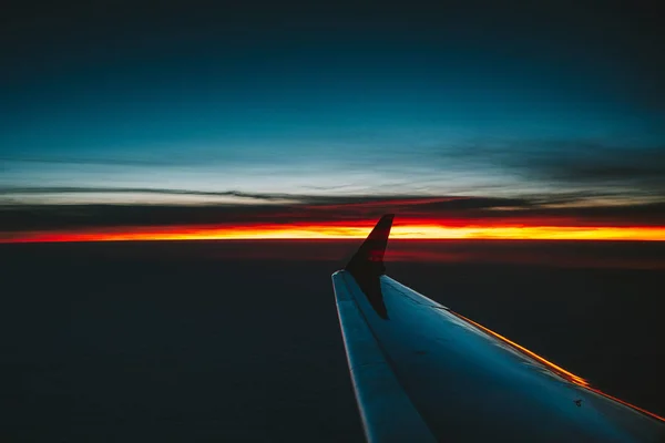 Aerial Shot Plane Window Sunrise Moment — Stock Photo, Image