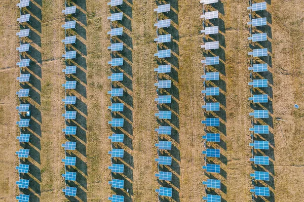 Drone Vista Aérea Del Parque Solar Energía Renovable — Foto de Stock