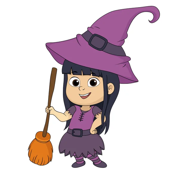 Gelukkig Halloween.Cute heks in halloween-feest. — Stockvector