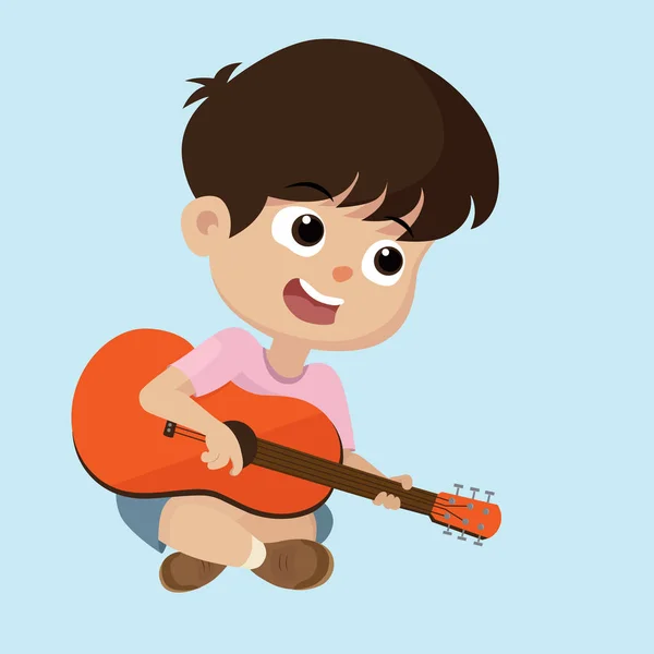 Enfant jouant de la guitare dans la Saint Valentin . — Image vectorielle