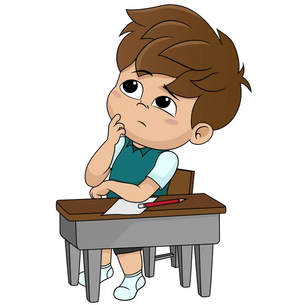 Kid thinking.vector e illustrazione . — Vettoriale Stock