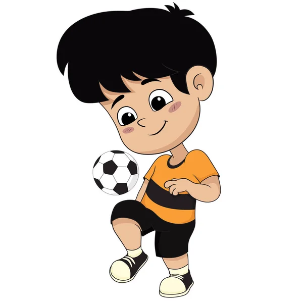 Un gamin joue au foot. . — Image vectorielle