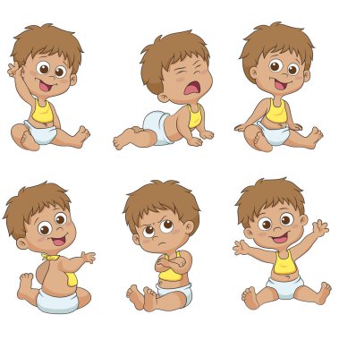 Sevimli küçük bebekler kümesi.