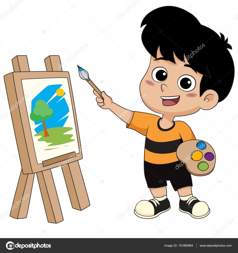 Niño pintando un cuadro . Vector de stock por ©eempris.hotmail.com