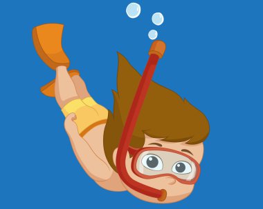 Okyanusun altında dalış çocuk.