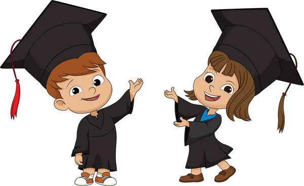 Feliz graduado Kids.vector e ilustración . — Archivo Imágenes Vectoriales