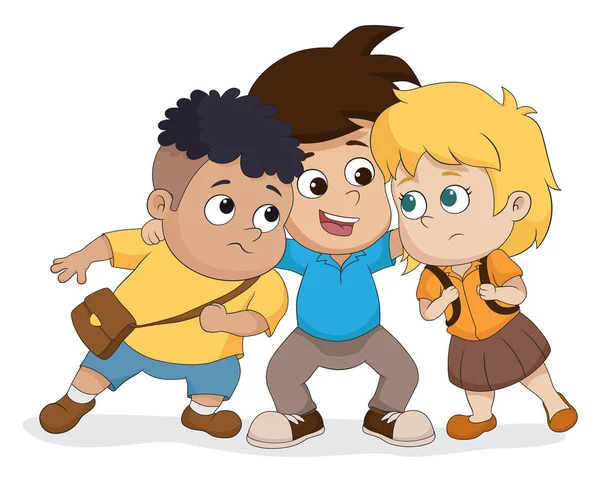 El grupo de niños hablando plan juntos . — Vector de stock