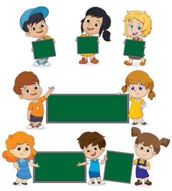 Geri okul boş şablon için çocuk ile.