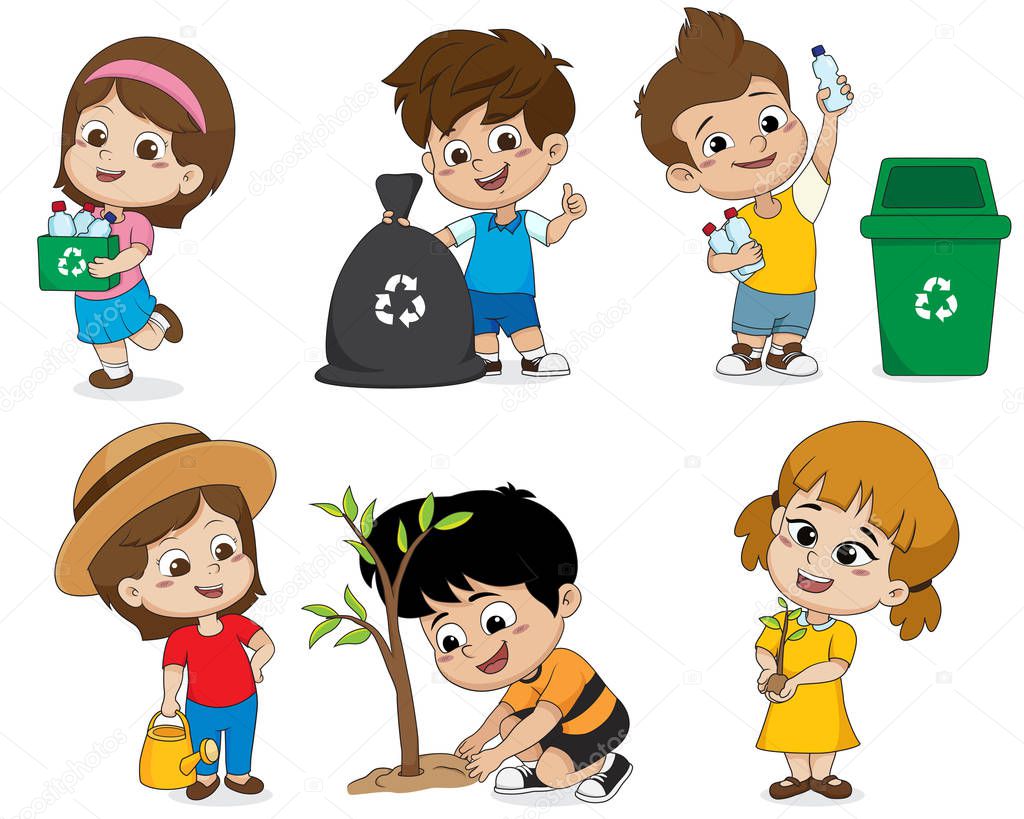 kid help save the world by collecting plastic bottles recycled, 