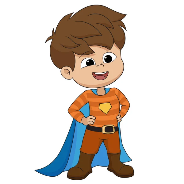 Jongen draagt superheld costume.vector en illustratie. — Stockvector