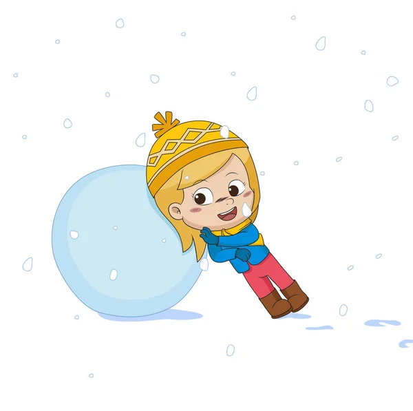 孩子在玩 snow.vector 和插图. — 图库矢量图片