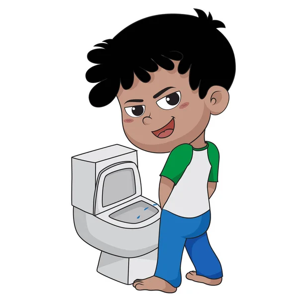Kid peeing.vector a ilustrace. — Stockový vektor