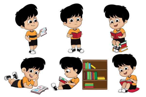 Bir kitap okuma çocuk kümesi.
