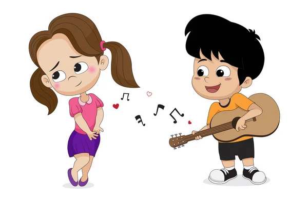 Çocuk gitar kız için Sevgililer günü.
