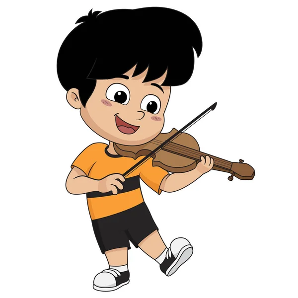 Criança tocando violin.vector e ilustração . —  Vetores de Stock