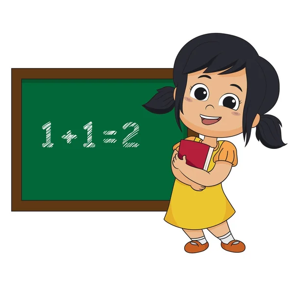 Kind lernt Mathe im Unterricht. — Stockvektor