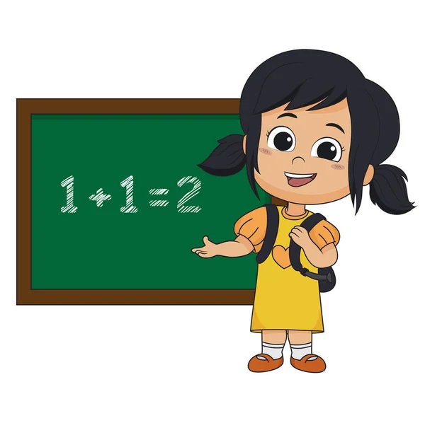 Kind lernt Mathe im Unterricht. — Stockvektor
