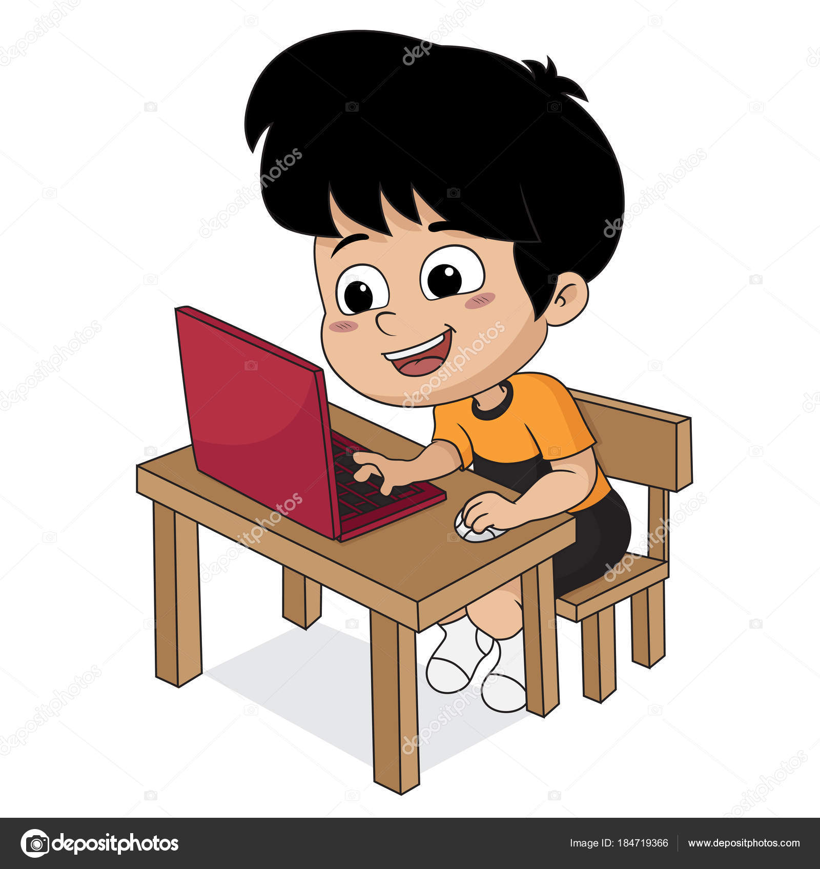Child Teen Playing Online Video Games on Computer Stock Vector -  Illustration of student, internet: 226799176