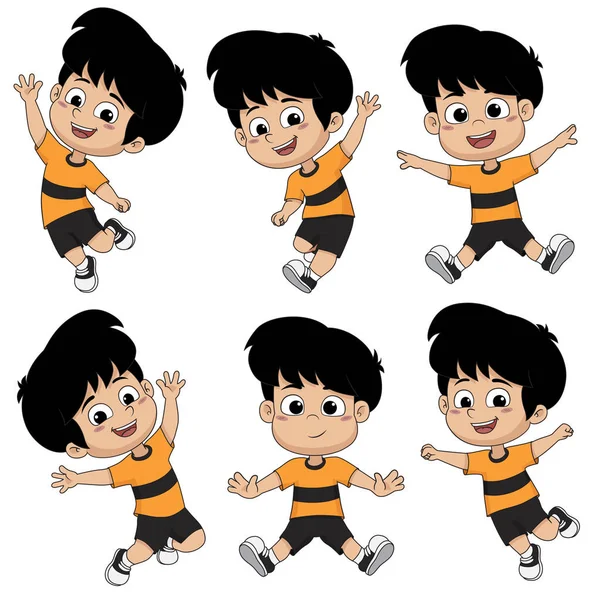 Conjunto de niños saltando en el aire.Vector e ilustración . — Vector de stock