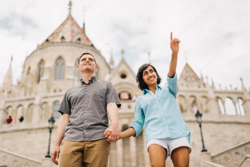 Multicultural Happy Couple Tourists 