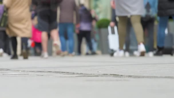 Multidão Pessoas Andando Cidade Downtown Street Slow Motion — Vídeo de Stock