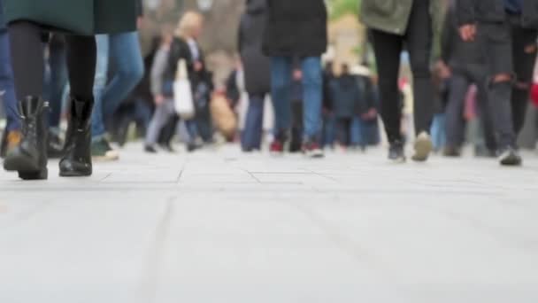 Multidão Pessoas Andando Cidade Downtown Street Slow Motion — Vídeo de Stock