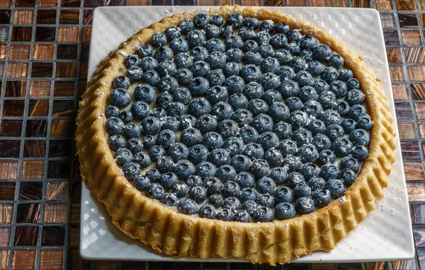 Dessert berry cake blueberry tart with fresh berries and pastry cream