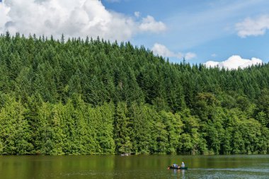 Alice Gölü yeşil orman ve mavi gökyüzü yaz gün Squamish Amerika Birleşik Devletleri.