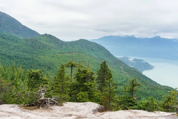 Yüksek dağ manzarası ile ağır yağmurlu bulutlar.