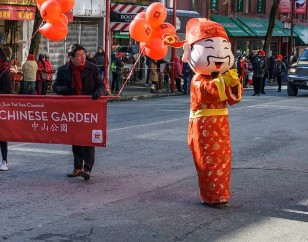 VANCOUVER, CANADÁ - 18 de febrero de 2018: Dios de la Riqueza en Vancouver Chinatown durante la celebración del Año Nuevo Chino . — Foto de Stock