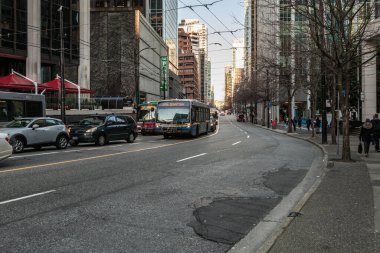 VANCOUVER, Kanada - 19 Şubat 2020: şehir merkezindeki itfaiye kamyonu