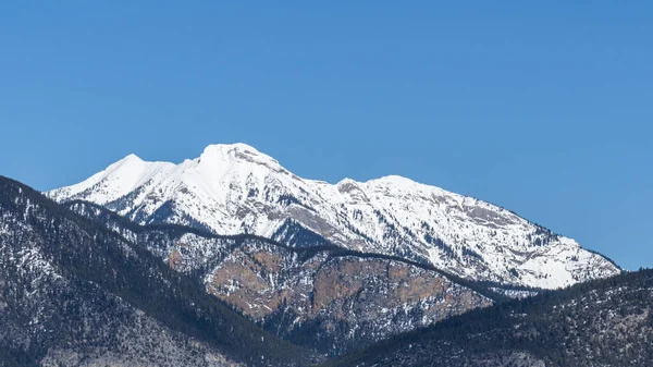 Vista Della Catena Montuosa Con Alberi Neve Esso Soleggiata Giornata — Foto Stock