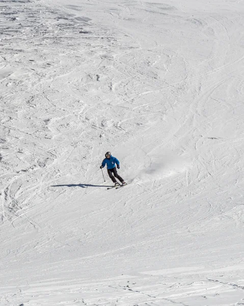 Fairmont Hot Springs Canada March 2020 Freeride Skier Going Hill — 图库照片