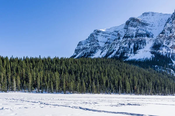 Rocky Mountains Frozen Lake Louise Winter Wonderland — Stock Photo, Image