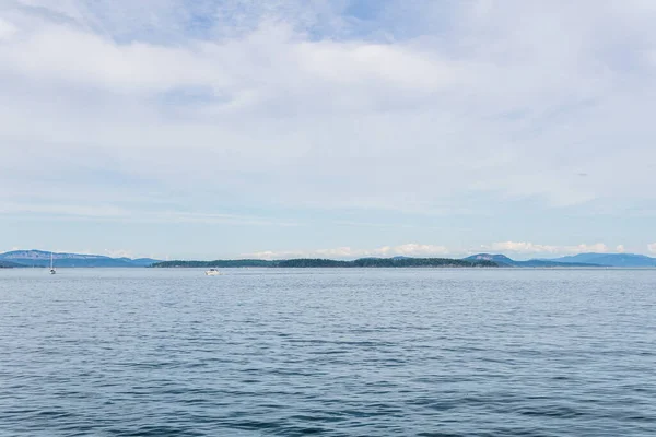 Vue Détroit Haro Depuis Île Vancouver Avec Ciel Nuageux Colombie — Photo