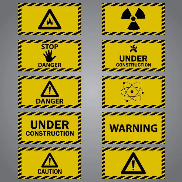 10 предупреждение / признаки опасности — стоковый вектор