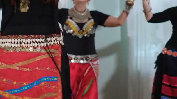 Hermosa mujer de fusión tribal. disfraz de bailarina étnica. Veru. — Vídeo de stock