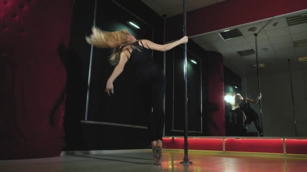 Ung smal sexig pole dance kvinna fhd — Stockvideo