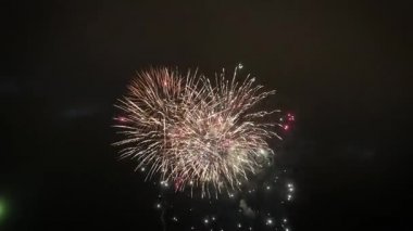 gece gökyüzünde güzel havai fişek gösterisi