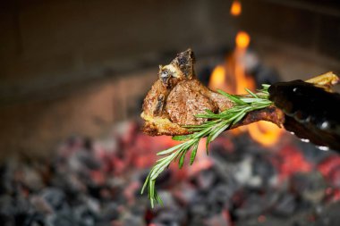 Barbekü sığır eti kebaplar üzerinde sıcak bir ızgara jpg