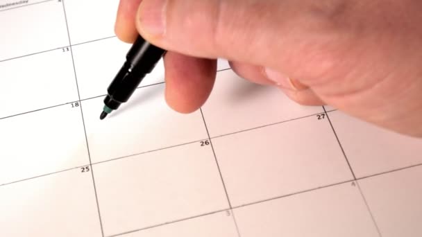 Firma il giorno nel calendario con una penna, disegna una buona brutta giornata — Video Stock