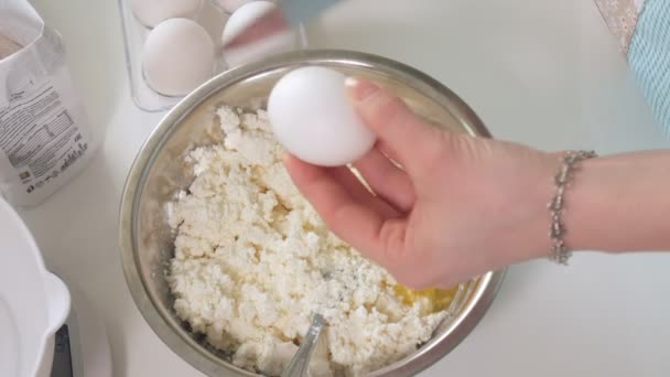 Cute woman baking in her kitchen — Stock Video